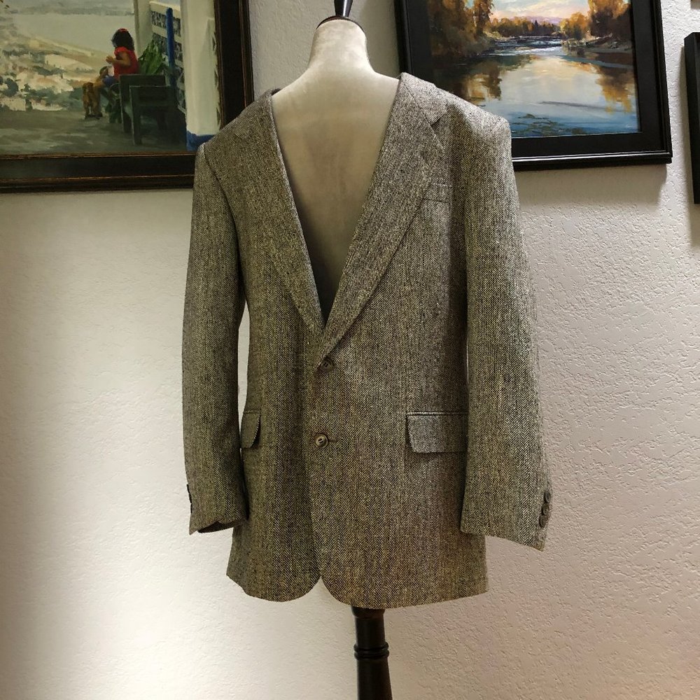 OLIVER HUNT Classic Men’s Silk Herringbone Tweed Blazer - Size 42 L - Like new